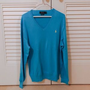 Ralph Lauren | blue v-neck sweater